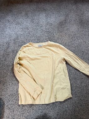 Christopher & Banks Soft Pale Butter Yellow Longsleeve Embroidered Top